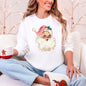 Retro Pink Santa, Leopard Cheetah Print, Christmas Sweatshirt
