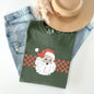 Retro Santa Checkered, Red, Christmas, Winter, Snow, Xmas Tshirt Comfort Colors T-Shirt