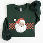 Retro Santa Checkered, Red, Christmas, Winter, Snow, Xmas Sweatshirt