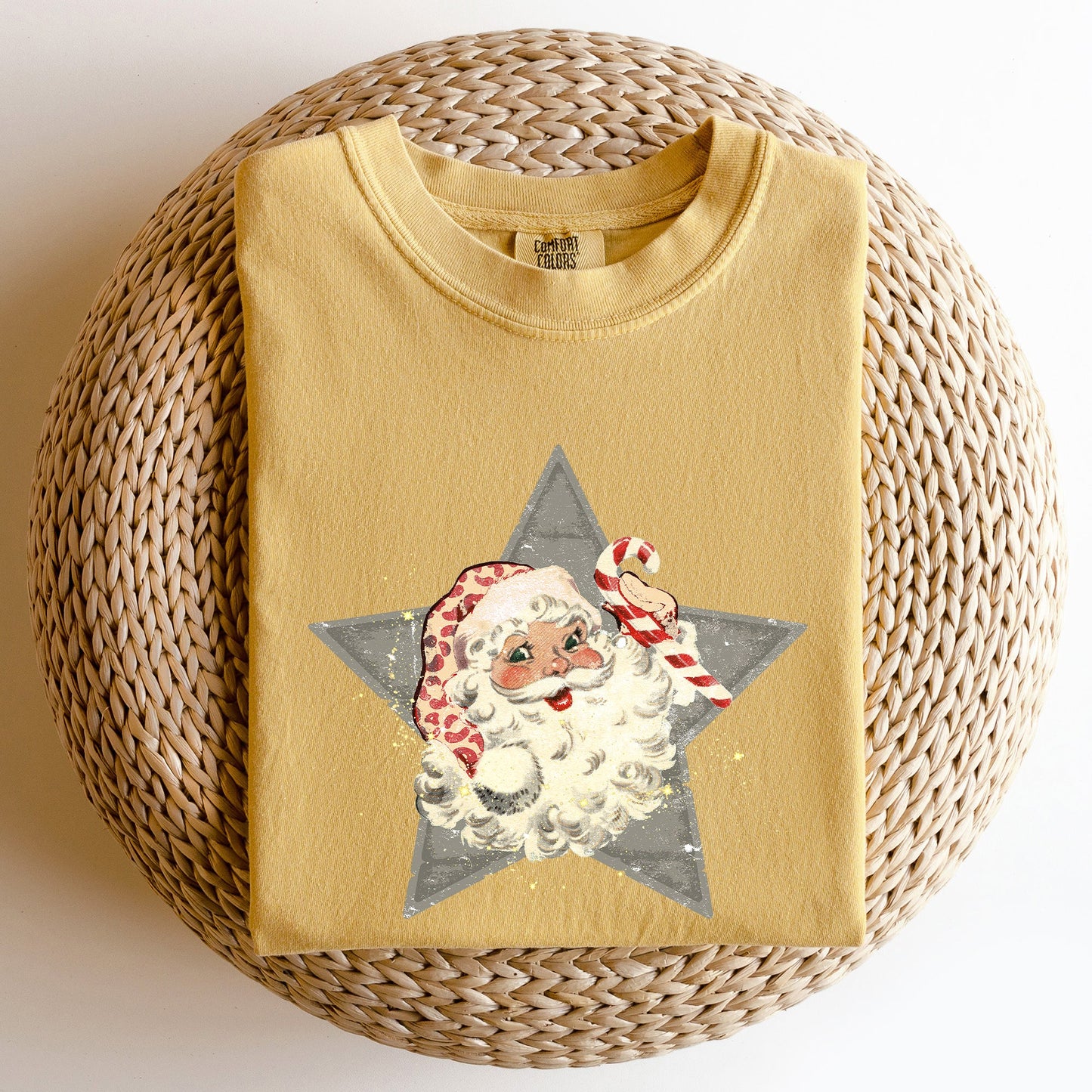 Retro Santa Green Star, Christmas, Winter, Xmas Tshirt Comfort Colors T-Shirt