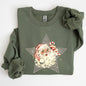 Retro Santa Green Star, Christmas, Winter, Xmas Sweatshirt