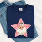 Retro Santa Pink Star, Christmas, Winter, Xmas Tshirt Comfort Colors T-Shirt