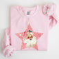 Retro Santa Pink Star, Christmas, Winter, Xmas Sweatshirt