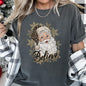 Retro Santa, Believe, Christmas, Leopard Print, Comfort Colors Tshirt