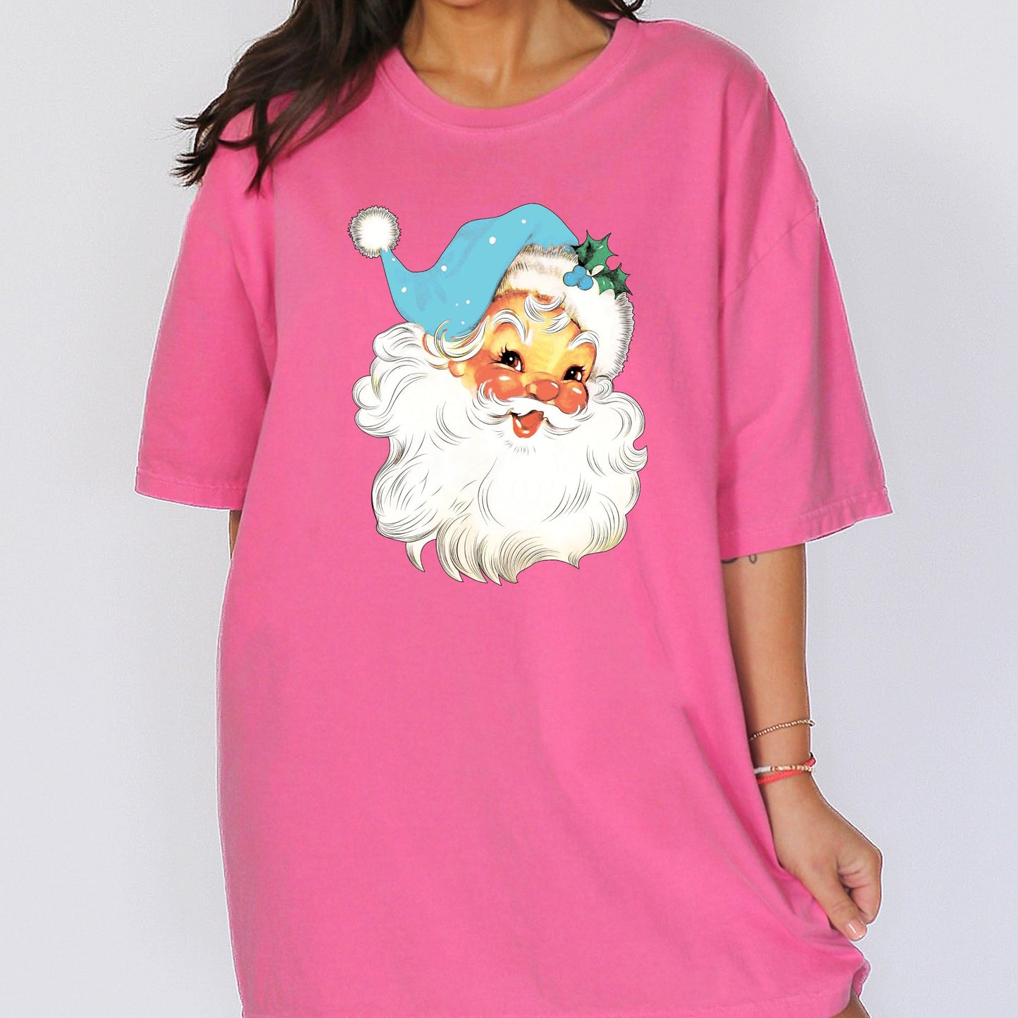 Retro Santa, Blue, Classic, Twinkle, Christmas, Winter, Xmas Tshirt Comfort Colors T-Shirt