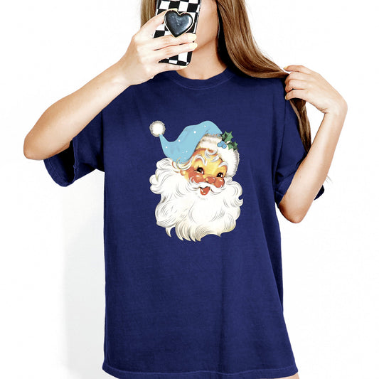 Retro Santa, Blue, Classic, Twinkle, Christmas, Winter, Xmas Tshirt Comfort Colors T-Shirt