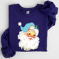 Retro Santa, Blue, Classic, Twinkle, Christmas, Winter, Xmas Sweatshirt