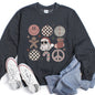 Retro Santa, Christmas, Peace, Snowflake Sweatshirt
