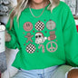 Retro Santa, Christmas, Peace, Snowflake Sweatshirt