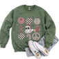 Retro Santa, Christmas, Peace, Snowflake Sweatshirt