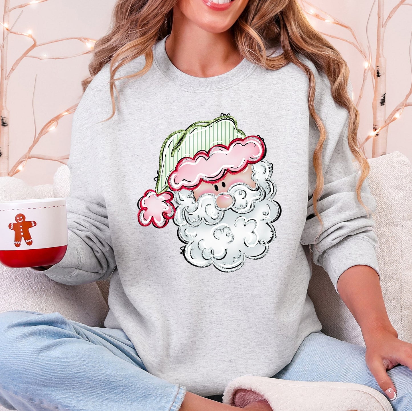 Retro Santa, Christmas, Stripes Sweatshirt