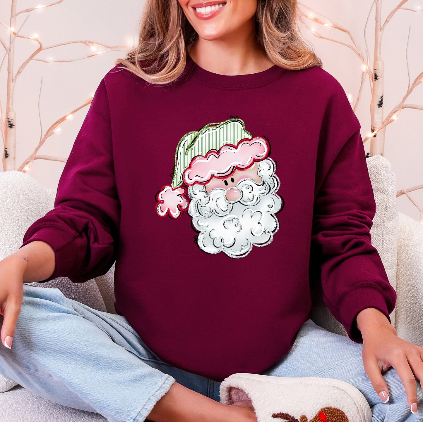 Retro Santa, Christmas, Stripes Sweatshirt