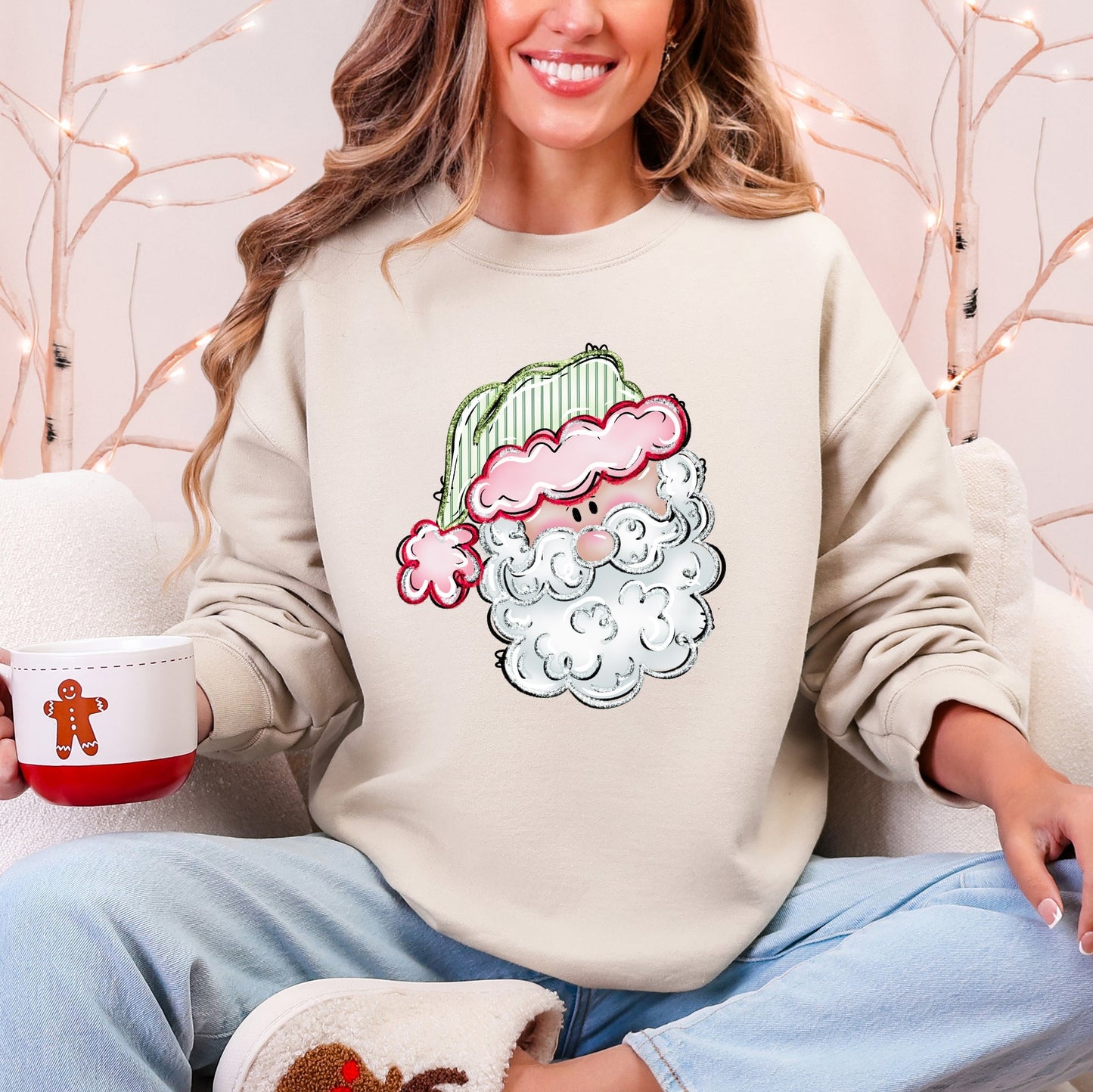 Retro Santa, Christmas, Stripes Sweatshirt