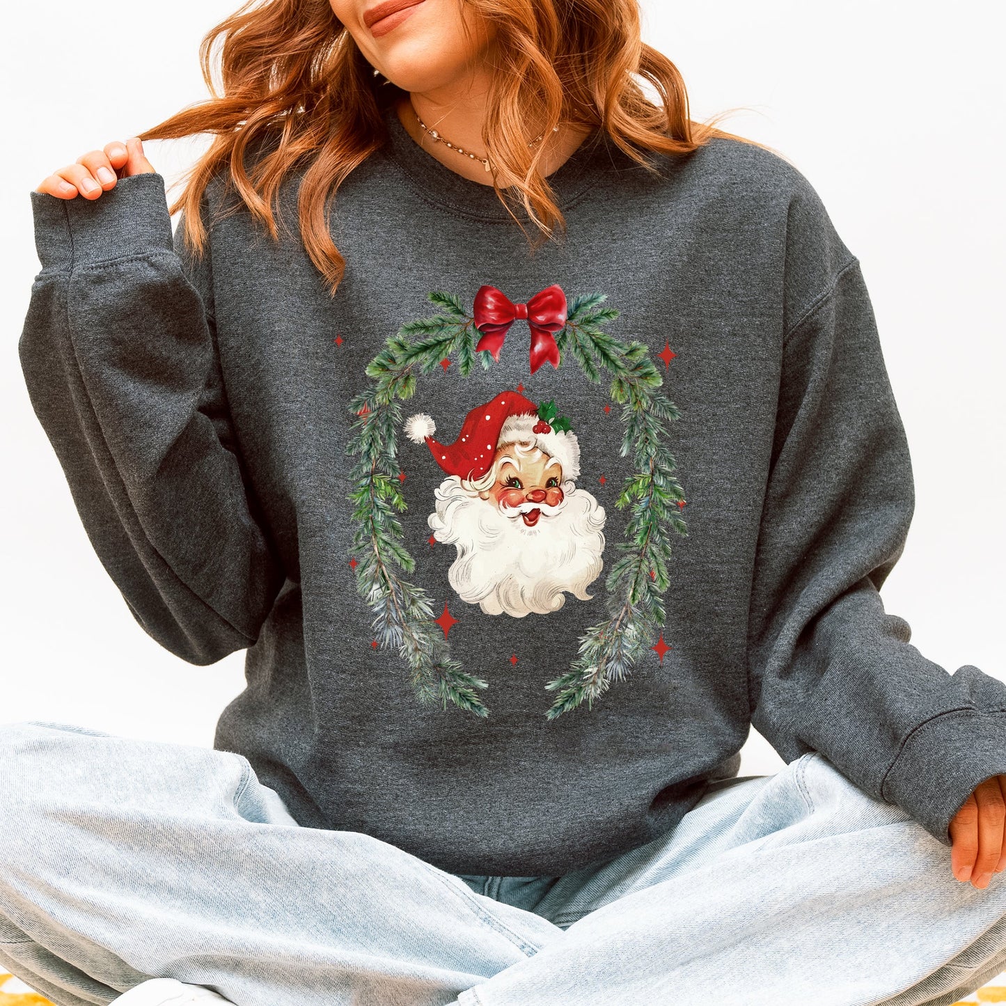 Retro Santa, Christmas, Vintage, Cute Sweatshirt