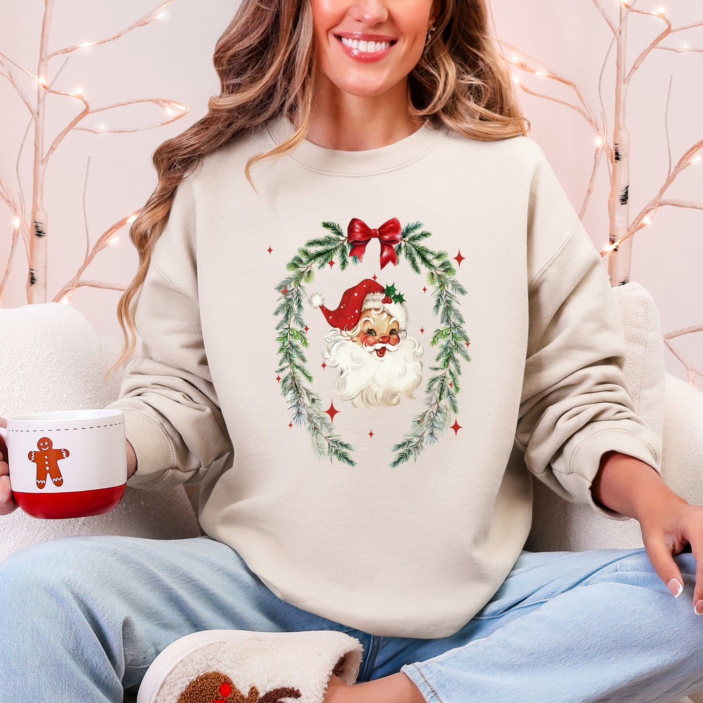 Retro Santa, Christmas, Vintage, Cute Sweatshirt