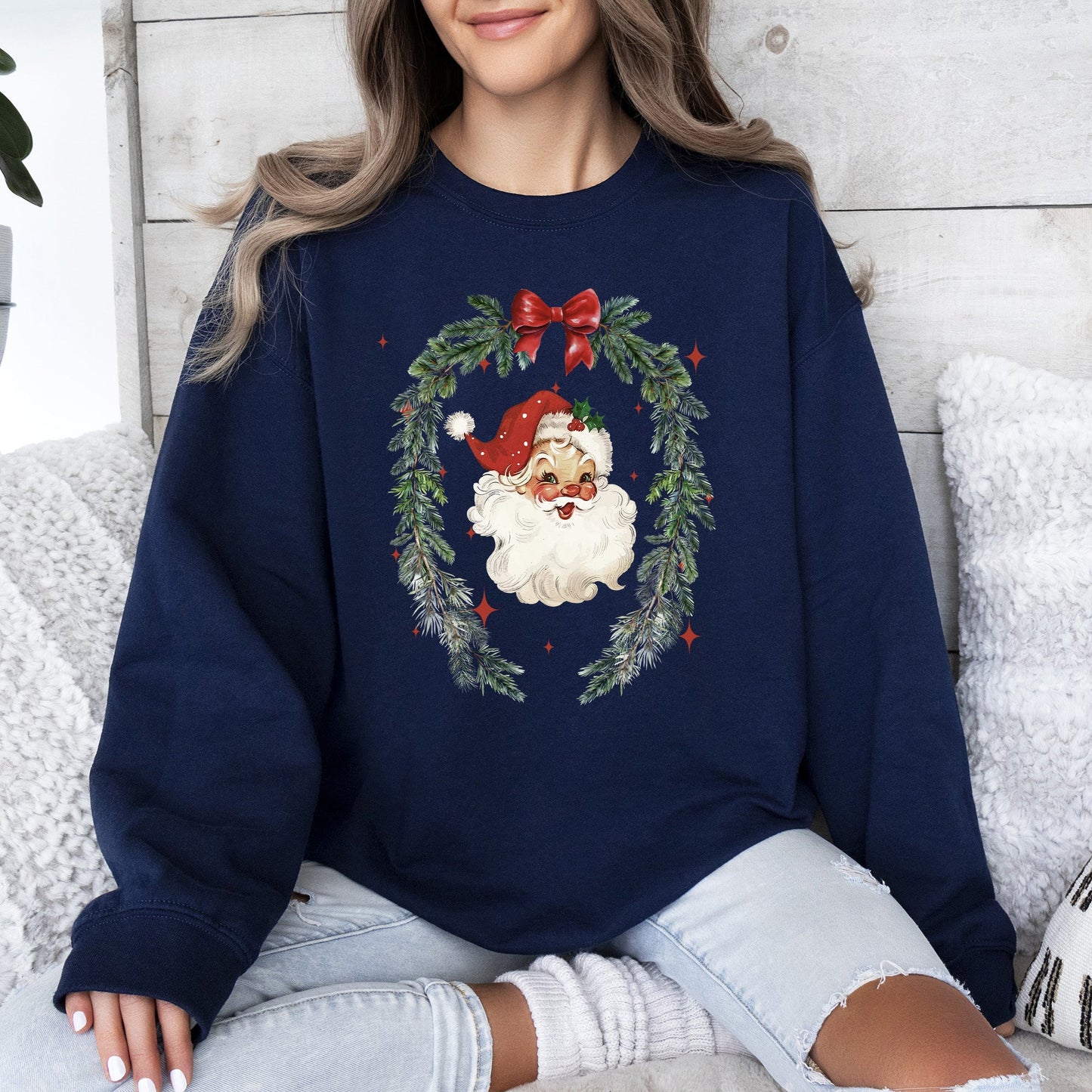 Retro Santa, Christmas, Vintage, Cute Sweatshirt