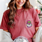 Retro Santa, Faux Glitter, Christmas Pocket Tee Comfort Colors T-Shirt