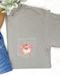 Retro Santa, Pink Star, Pocket, Christmas, Snow, Winter, Xmas Pocket Tee Comfort Colors T-Shirt