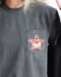 Retro Santa, Pink Star, Pocket, Christmas, Snow, Winter, Xmas Pocket Tee Comfort Colors T-Shirt