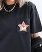 Retro Santa, Pink Star, Pocket, Christmas, Snow, Winter, Xmas Pocket Tee Comfort Colors T-Shirt