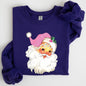 Retro Santa, Pink, Classic, Twinkle, Christmas, Winter, Xmas Sweatshirt