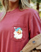 Retro Santa, Pocket, Blue Hat, Christmas, Winter, Snow, Xmas Pocket Tee Comfort Colors T-Shirt