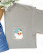 Retro Santa, Pocket, Blue Hat, Christmas, Winter, Snow, Xmas Pocket Tee Comfort Colors T-Shirt