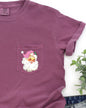 Retro Santa, Pocket, Pink Hat, Christmas, Winter, Snow, Xmas Pocket Tee Comfort Colors T-Shirt