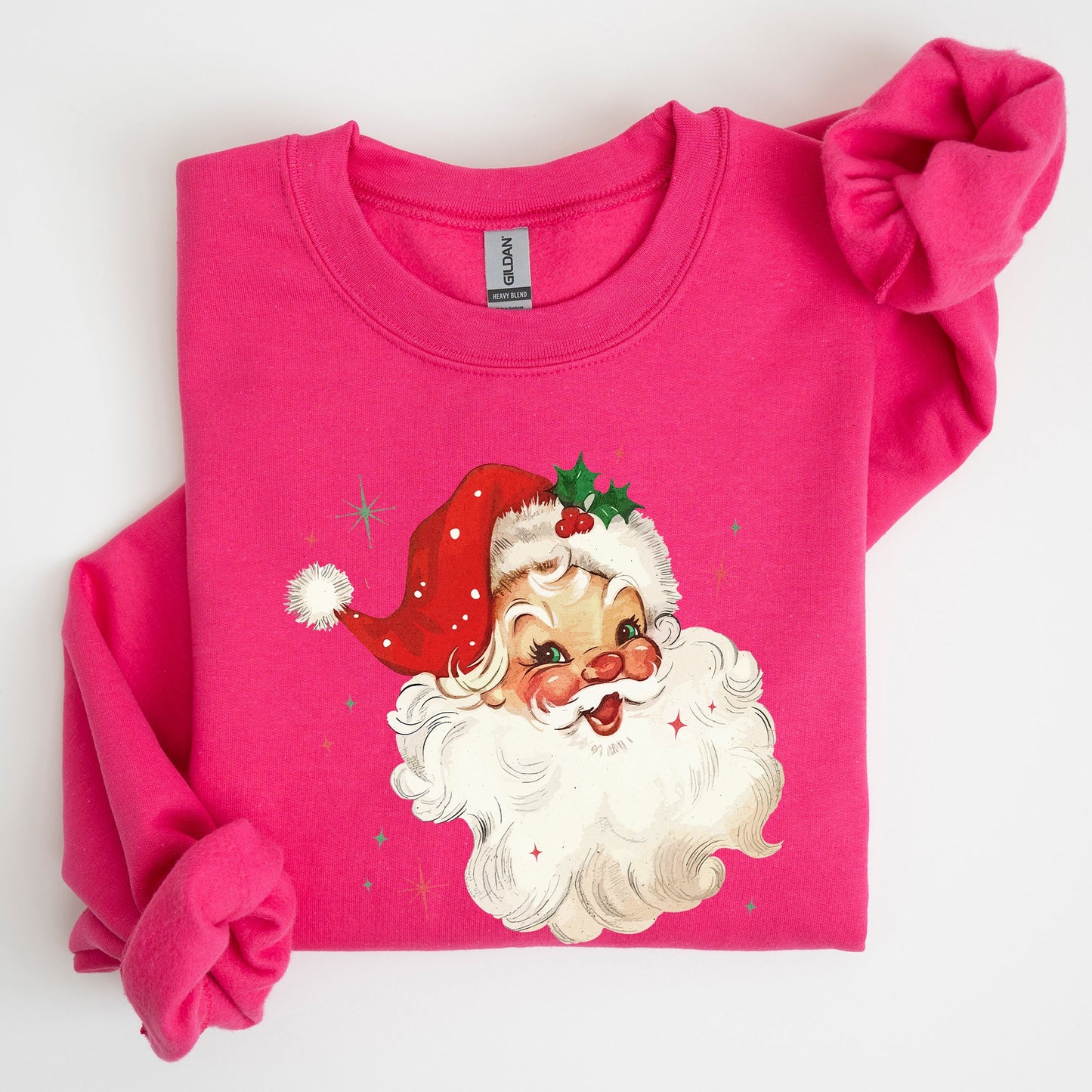 Retro Santa, Red Christmas Sparkles, Vintage, Winter, Snow, Xmas Sweatshirt