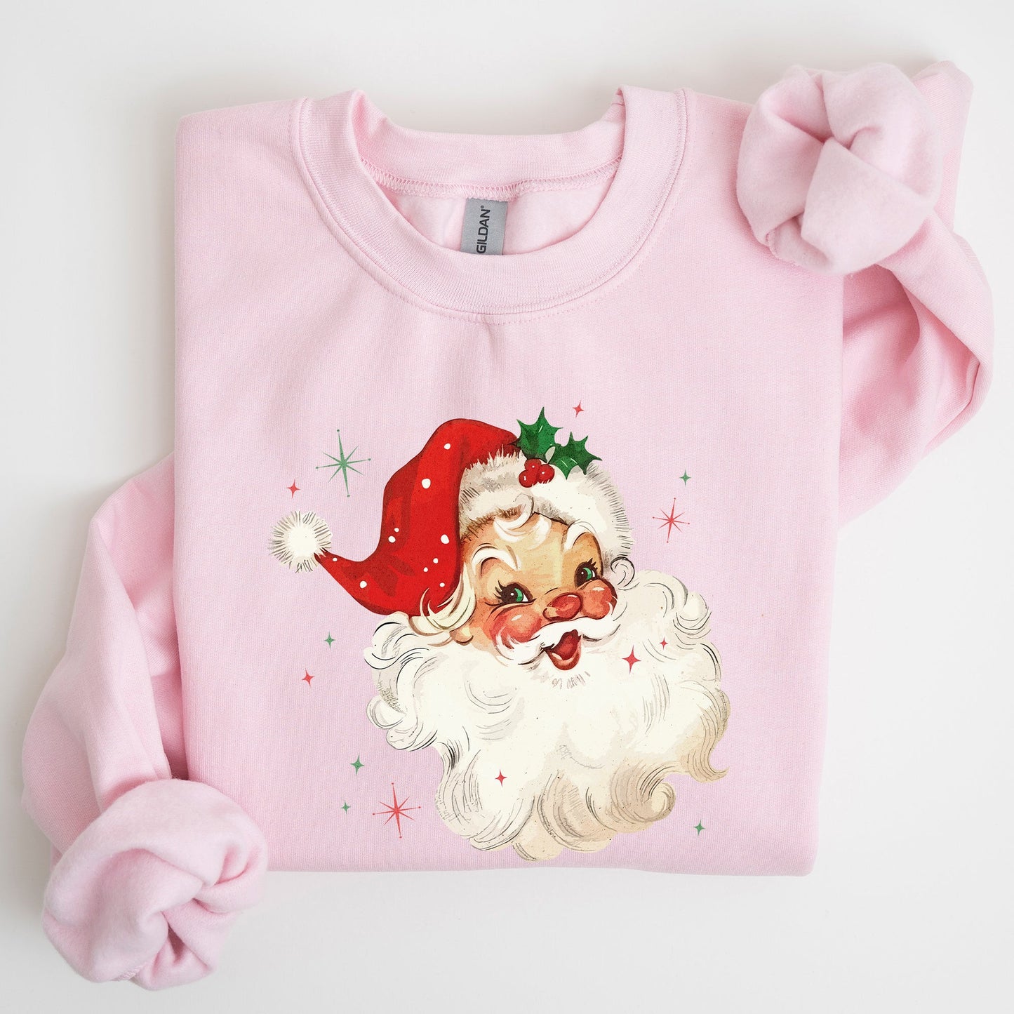 Retro Santa, Red Christmas Sparkles, Vintage, Winter, Snow, Xmas Sweatshirt
