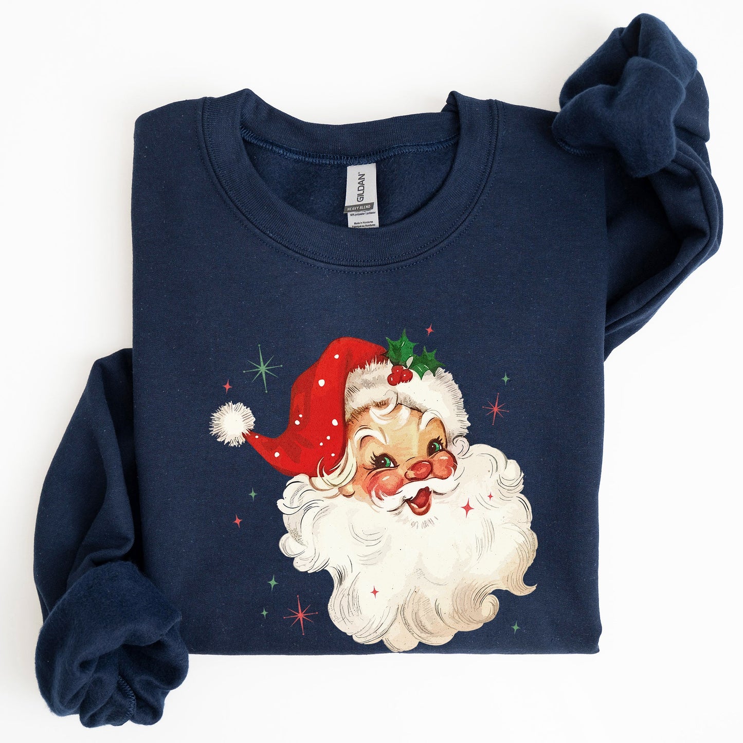 Retro Santa, Red Christmas Sparkles, Vintage, Winter, Snow, Xmas Sweatshirt