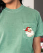 Retro Santa, Sparkles, Pocket, Red Hat, Christmas, Winter, Snow, Xmas Pocket Tee Comfort Colors T-Shirt