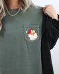Retro Santa, Sparkles, Pocket, Red Hat, Christmas, Winter, Snow, Xmas Pocket Tee Comfort Colors T-Shirt