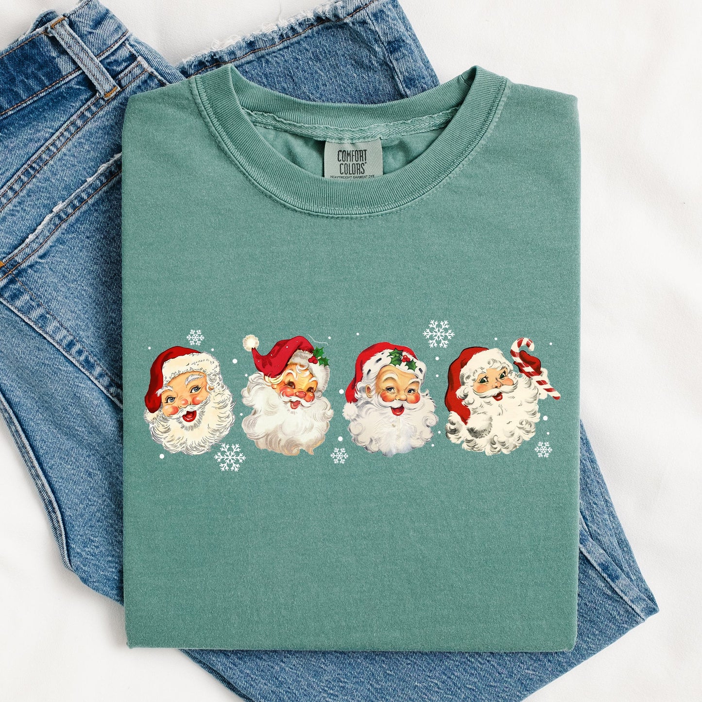 Retro Santas In A Row, Christmas, Winter, Xmas Tshirt Comfort Colors T-Shirt