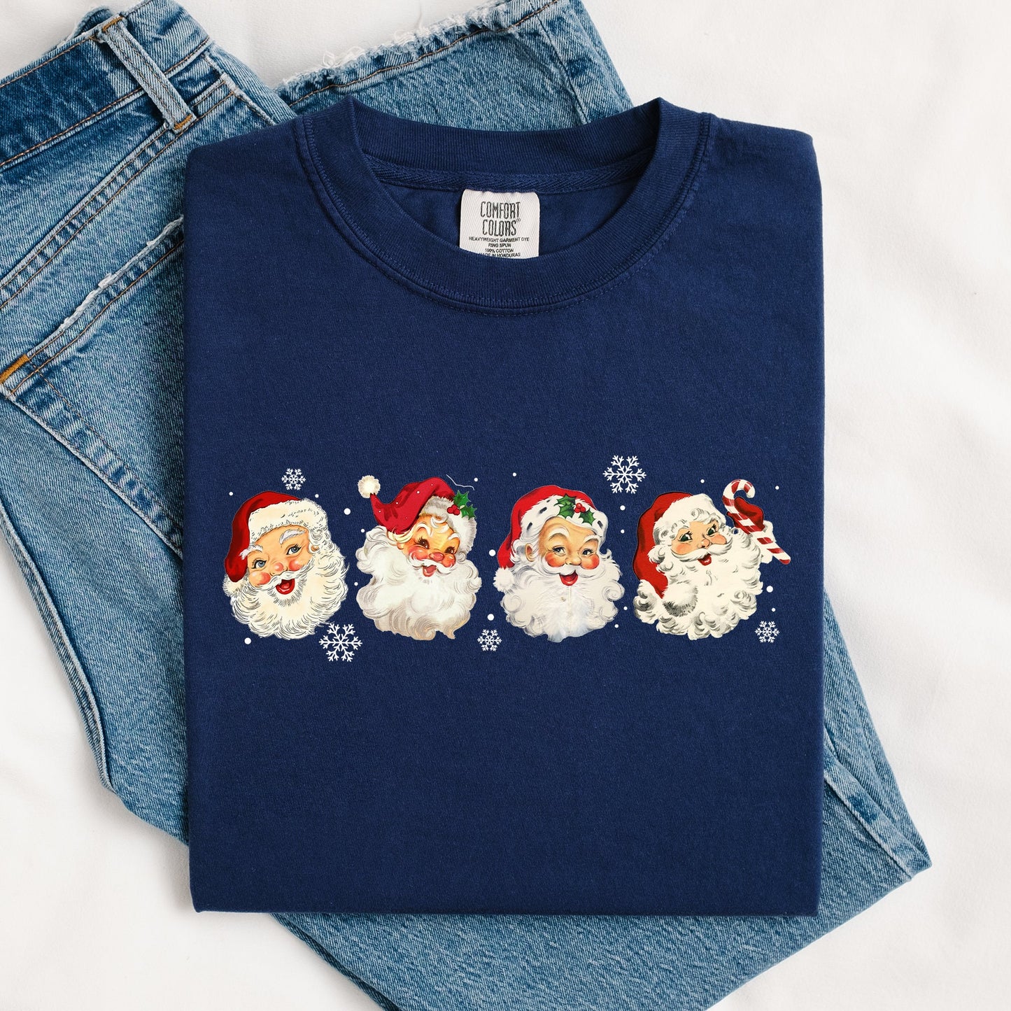 Retro Santas In A Row, Christmas, Winter, Xmas Tshirt Comfort Colors T-Shirt