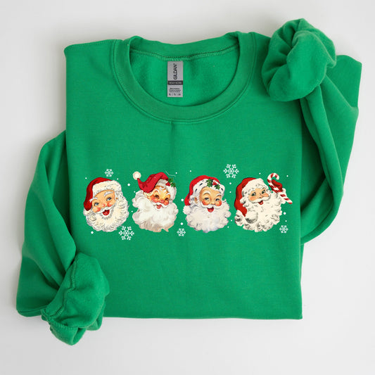 Retro Santas In A Row, Christmas, Winter, Xmas Sweatshirt