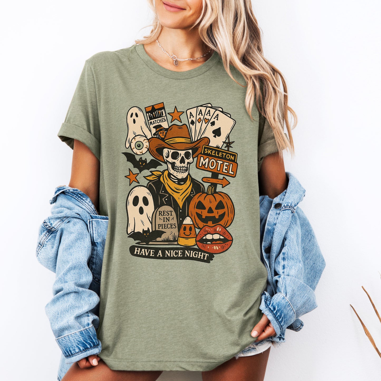 Retro Skeleton Motel, Classic, Vintage Halloween, Tshirt