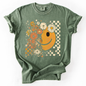 Retro Smiley, Halloween, Autumn, Fall, Flowers, Comfort Colors T-Shirt