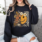 Retro Smiley, Halloween, Autumn, Fall, Flowers Sweatshirt
