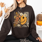 Retro Smiley, Halloween, Autumn, Fall, Flowers Sweatshirt