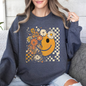Retro Smiley, Halloween, Autumn, Fall, Flowers Sweatshirt