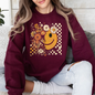 Retro Smiley, Halloween, Autumn, Fall, Flowers Sweatshirt