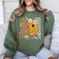 Retro Smiley, Halloween, Autumn, Fall, Flowers Sweatshirt