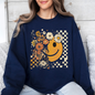 Retro Smiley, Halloween, Autumn, Fall, Flowers Sweatshirt