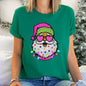 Retro Sparkly Santa, Glitter Effect, Christmas Super Soft Tees