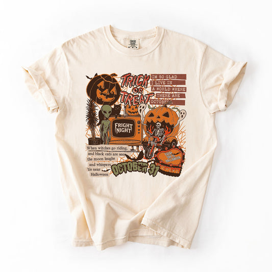 Retro Trick Or Treat, Creep, Halloween, Spooky, Vintage, Comfort Colors T-Shirt
