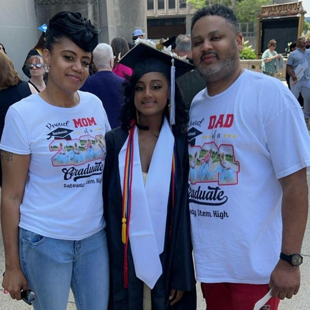 Custom Photo Proud Family Of A Class Of 2024 Graduate Senior - Personalized Custom Graduation T Shirt - Loving Gift for Grandma, Grandpa, Mom, Dad, Brother, Sister, Aunt, Uncle