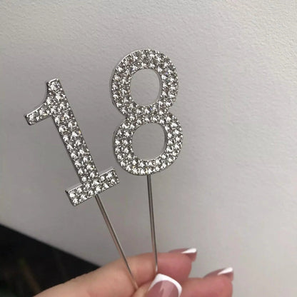Rhinestone Number Birthday Cake Topper 1-Pc