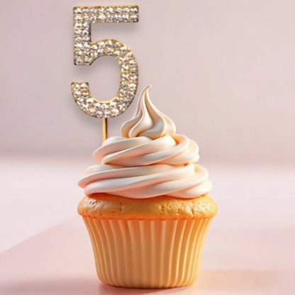 Rhinestone Number Birthday Cake Topper 1-Pc