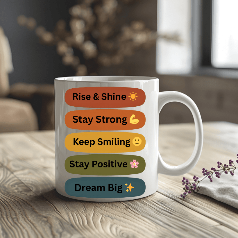 Retro Colorful Motivation Mug – Positive Coffee Cup Gift